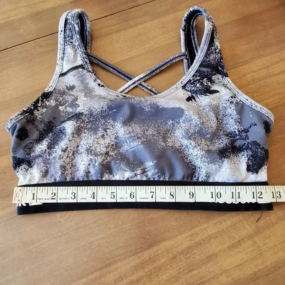 Reebok Womens Sz Small Strappy Sport Bra Mottled Gray